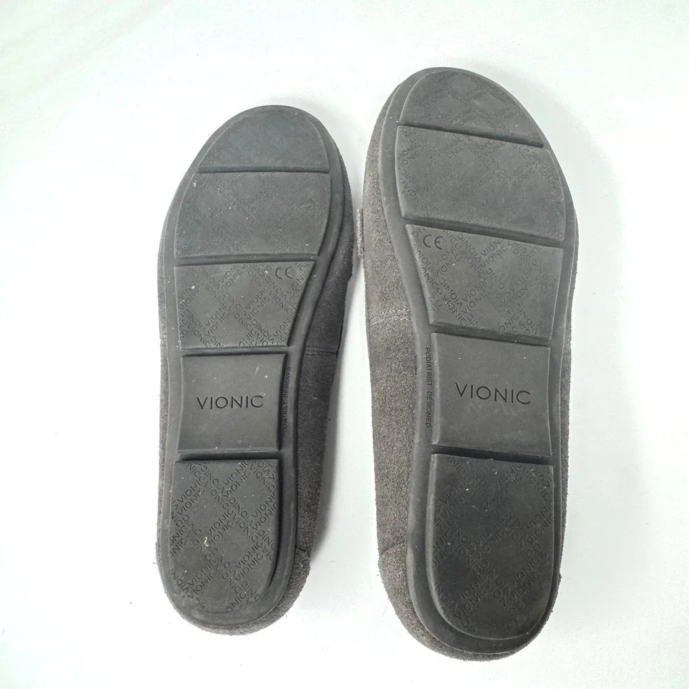Vionic Bibiana Horsebit Loafers Grey Suede Orthotic Flat Shoes Women 8‎
